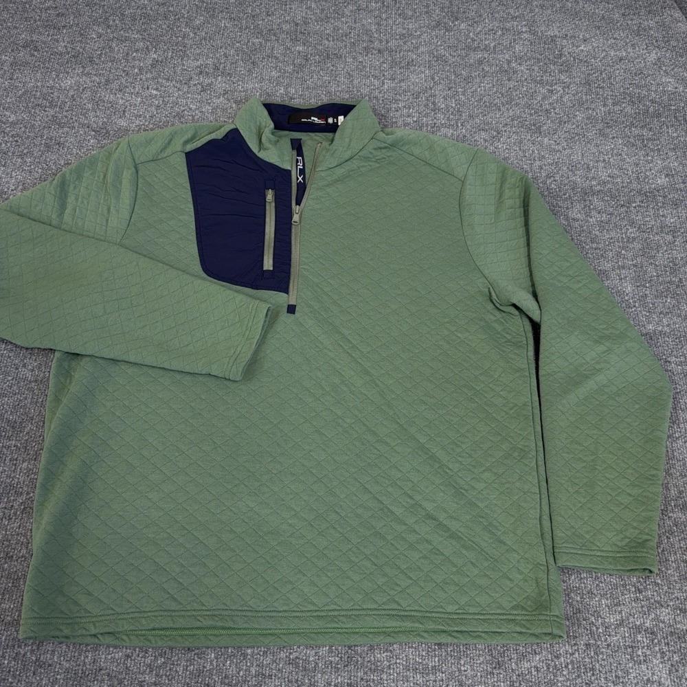 RLX Golf Jacket Men XL Quilted Double Knit Half 1/2 Zip Pullover Ralph Lauren - Picture 2 of 9